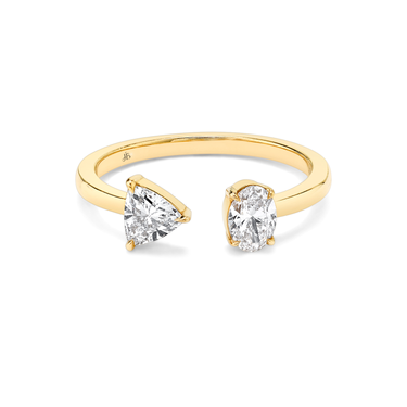 Just Brilliant Mixed Cuff Ring in 18K Yellow Gold, front view, white background with natural shadow