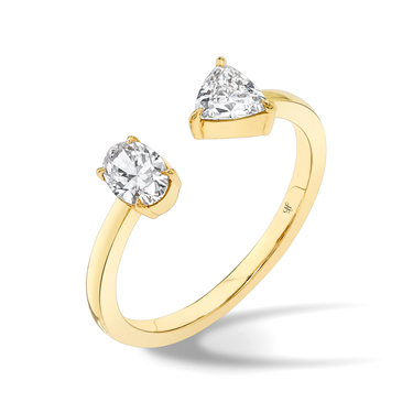 Just Brilliant Mixed Cuff Ring in 18K Yellow Gold, upright view, white background with natural shadow