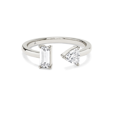 Just Brilliant Mixed Cuff Ring in 18K White Gold, front view, white background with natural shadow