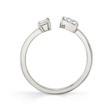Just Brilliant Mixed Cuff Ring in 18K White Gold, profile view, white background with natural shadow