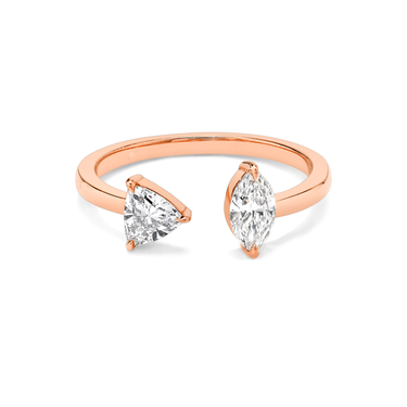 Just Brilliant Mixed Cuff Ring in 18K Rose Gold, front view, white background with natural shadow
