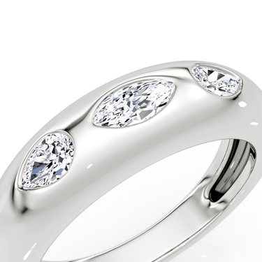 Just Brilliant Mixed Shape Dome Band in 18K White Gold, detail2 view