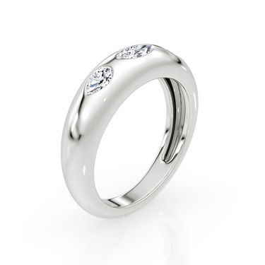 Just Brilliant Mixed Shape Dome Band in 18K White Gold, upright view