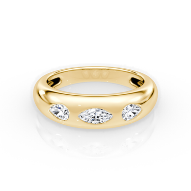 Just Brilliant mixed shape dome band Yellow Gold — front view