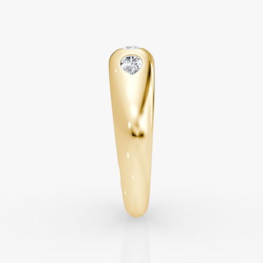 Just Brilliant Mixed Shape Dome Band in 18K Yellow Gold with marquise and pear diamonds, side view.