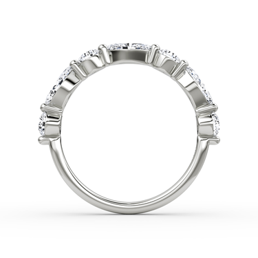 Just Brilliant Mixed Shared Prong Band in white gold, profile view, white background with natural shadow