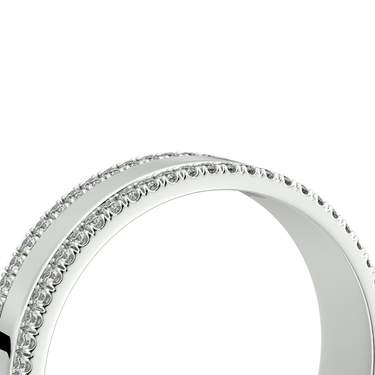 Just Brilliant Pave Cigar Band, double pavé, 18K White Gold, detail view