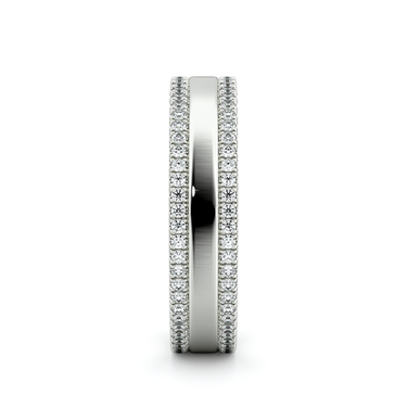 Just Brilliant Pave Cigar Band, double pavé, 18K White Gold, side view