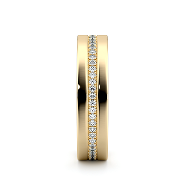 Just Brilliant Pave Cigar Band, center pavé, 18K Yellow Gold, side view
