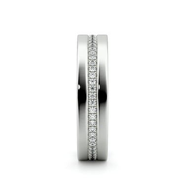 Just Brilliant Pave Cigar Band, center pavé, 18K White Gold, side view