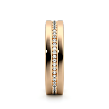 Just Brilliant Pave Cigar Band, center pavé, 18K Rose Gold, side view