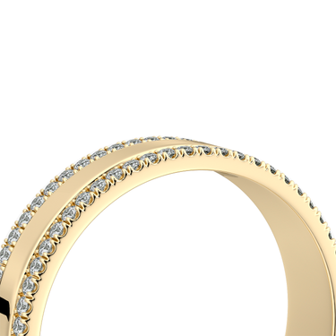 Just Brilliant Pave Cigar Band, double pavé, 18K Yellow Gold, detail view