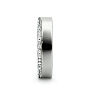 Just Brilliant Pave Cigar Band, single pavé, 18K White Gold, side view