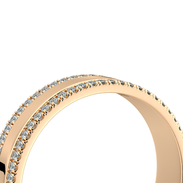 Just Brilliant Pave Cigar Band, double pavé, 18K Rose Gold, detail view