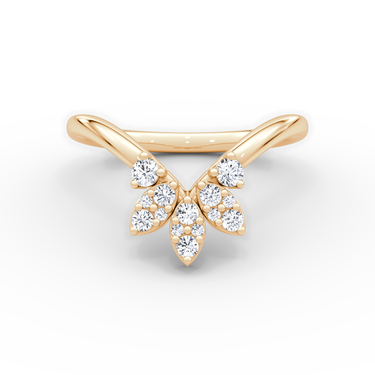 Just Brilliant petal crown band in 18K Rose Gold, front view.
