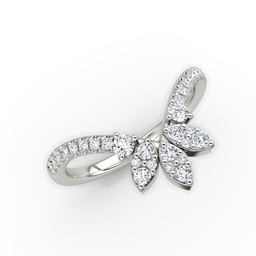 Just Brilliant petal crown band in 18K White Gold, side view.