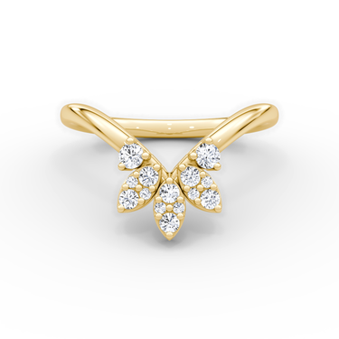 Just Brilliant petal crown band in 18K Yellow Gold, front view.