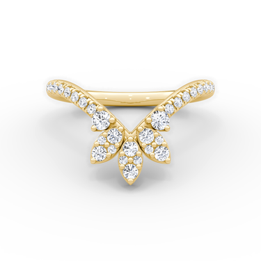 Just Brilliant petal crown band in 18K Yellow Gold, front view.