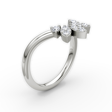 Just Brilliant petal crown band in 18K White Gold, upright view.