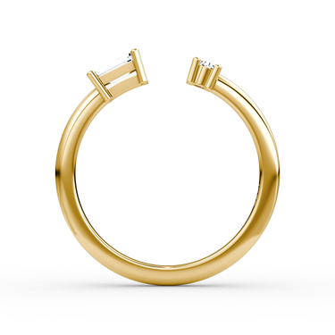 Just Brilliant Petite East-West cuff ring, Yellow Gold, profile view