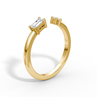 Just Brilliant Petite East-West cuff ring, Yellow Gold, upright view
