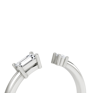 Just Brilliant Petite East-West cuff ring, White Gold, detail view