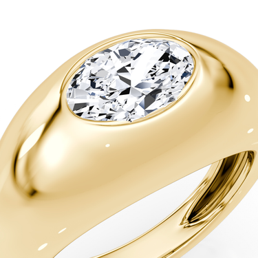 Just Brilliant Petite Oval Dome diamond band, yellow gold, detail2 view