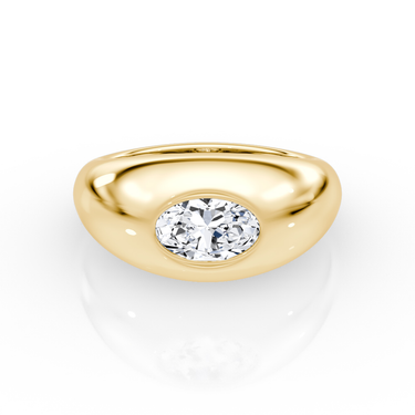 Just Brilliant Petite Oval Dome diamond band, yellow gold, front view