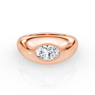 Just Brilliant Petite Oval Dome diamond band, rose gold, front view