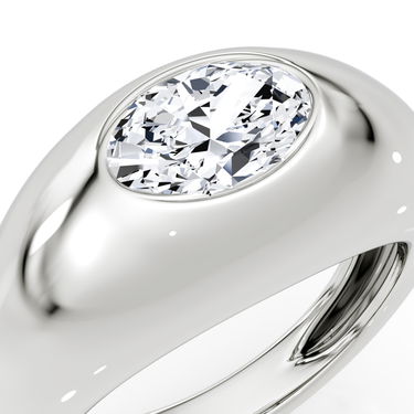 Just Brilliant Petite Oval Dome diamond band, white gold, detail2 view