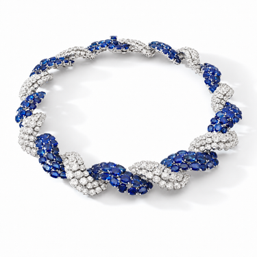 Ruban de Saphir Necklace in 18K white gold by Just Brilliant — Low angled view