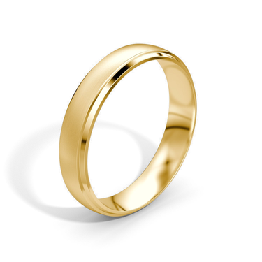 Just Brilliant Satin Wedding Band in 18K Yellow Gold, upright view