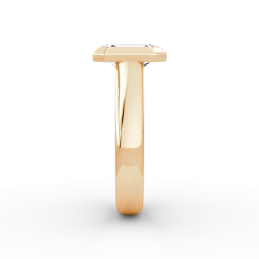 Just Brilliant Sculpture Bezel Ring, Emerald, 18K Rose Gold, side view.