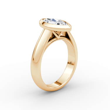 Just Brilliant Sculpture Bezel Ring, Marquise, 18K Rose Gold, upright view.