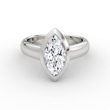 Just Brilliant Sculpture Bezel Ring, Marquise, 18K White Gold, front view.