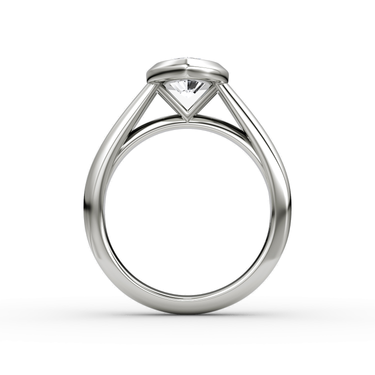 Just Brilliant Sculpture Bezel Ring, Marquise, 18K White Gold, profile view.