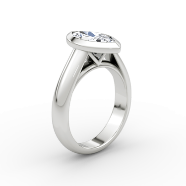 Just Brilliant Sculpture Bezel Ring, Marquise, 18K White Gold, upright view.