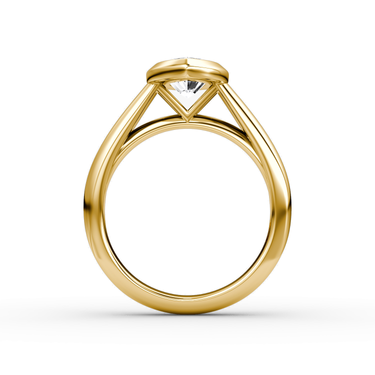Just Brilliant Sculpture Bezel Ring, Marquise, 18K Yellow Gold, profile view.