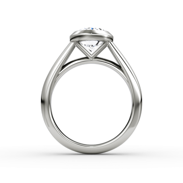 Just Brilliant Sculpture Bezel Ring, Oval, 18K White Gold, profile view.