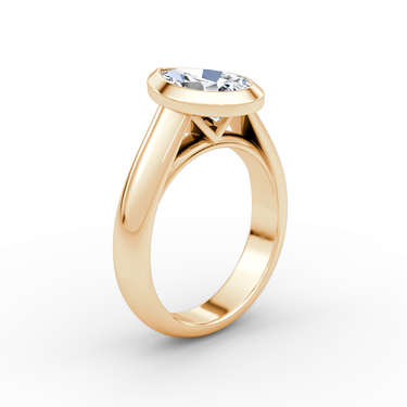 Just Brilliant Sculpture Bezel Ring, Pear, 18K Rose Gold, upright view.