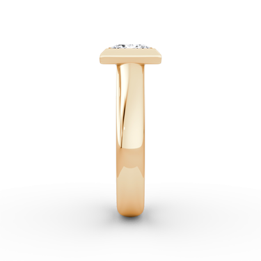 Just Brilliant Sculpture Bezel Ring, Princess, 18K Rose Gold, side view.