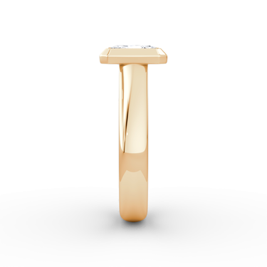 Just Brilliant Sculpture Bezel Ring, Radiant, 18K Rose Gold, side view.