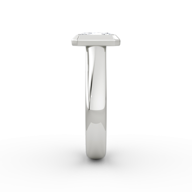 Just Brilliant Sculpture Bezel Ring, Radiant, 18K White Gold, side view.