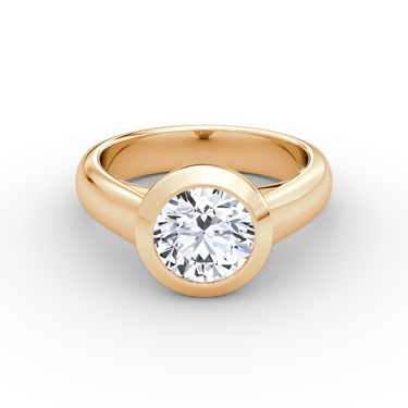Just Brilliant Sculpture Bezel Ring, Round Brilliant, 18K Rose Gold, front view.