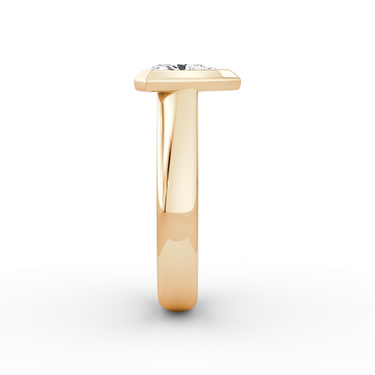Just Brilliant Sculpture Bezel Ring, Trillion, 18K Rose Gold, side view.