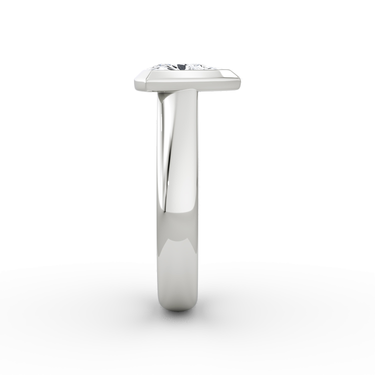 Just Brilliant Sculpture Bezel Ring, Trillion, 18K White Gold, side view.