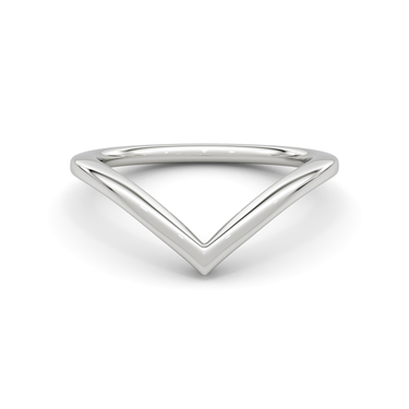 Just Brilliant Signature V Band, Plain, petite, 18K White Gold, front view.