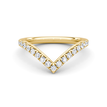 Just Brilliant Signature V Band, Pavé, original, 18K Yellow Gold, front view.