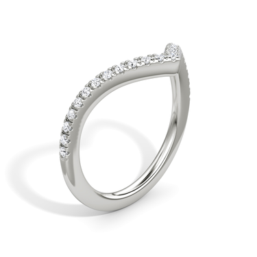 Just Brilliant Signature V Band, Pavé, petite, 18K White Gold, upright view.