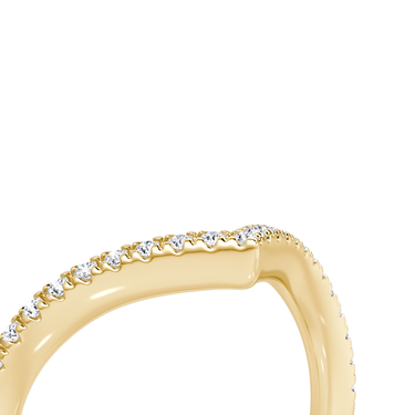Just Brilliant Signature V Band, Pavé, petite, 18K Yellow Gold, detail view.